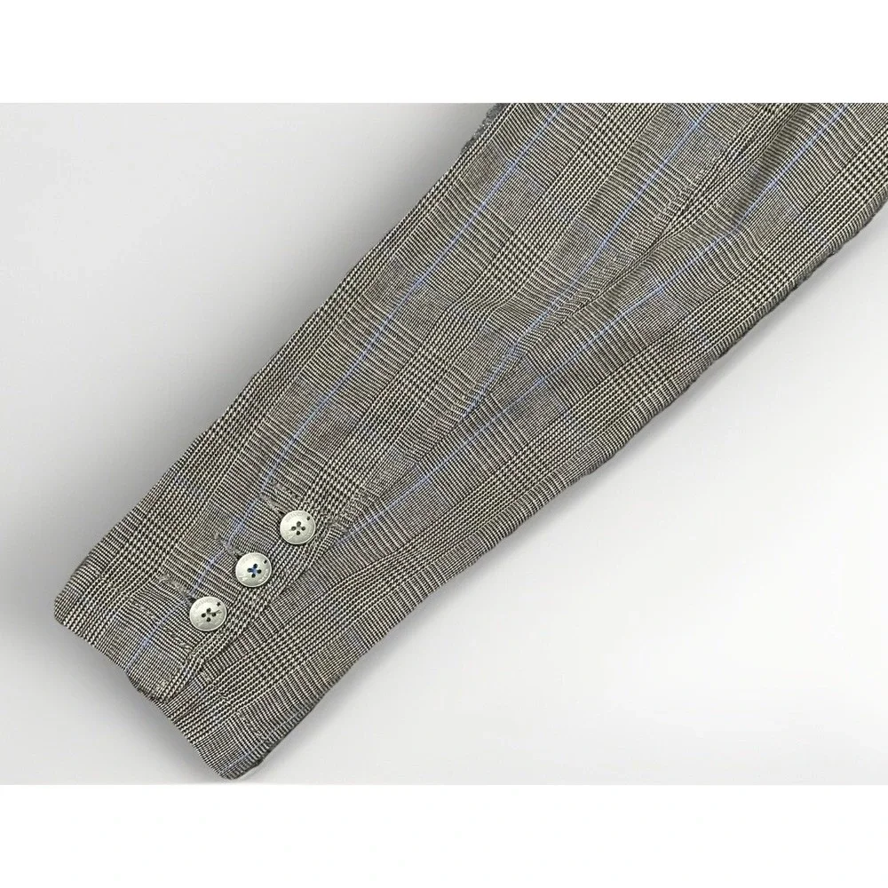 Converse One Star Mens XS Grey Blue Glen Plaid Cotton 2 Button‎ Blazer Jacket